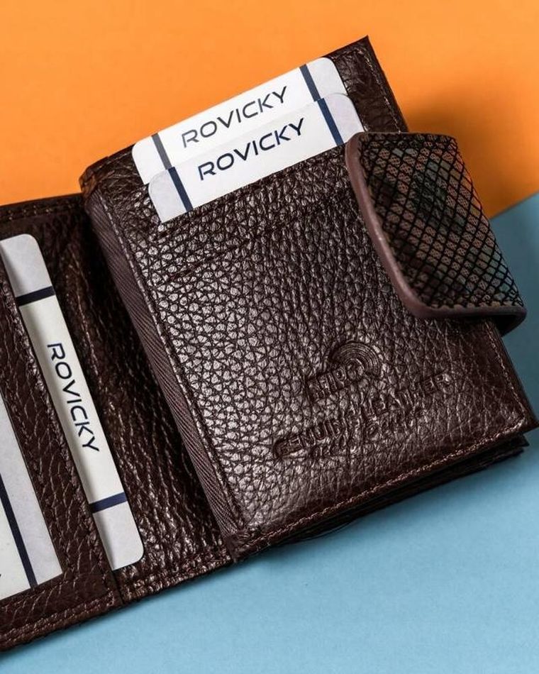 Portfel, brązowy, skórzany, Lorenti