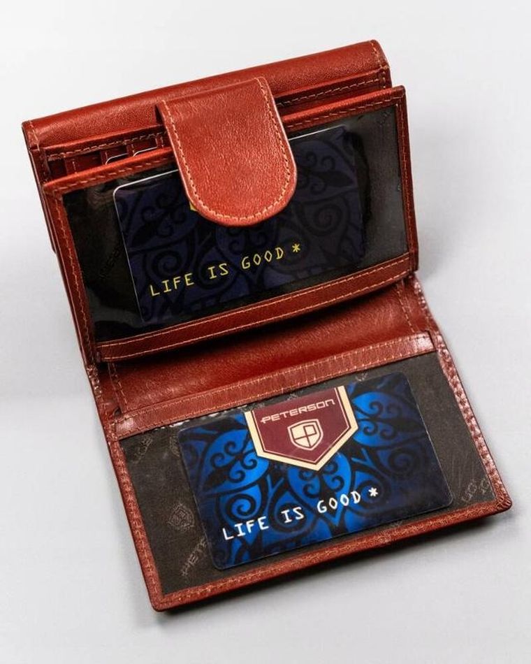Portfel, brązowy, skórzany, Peterson
