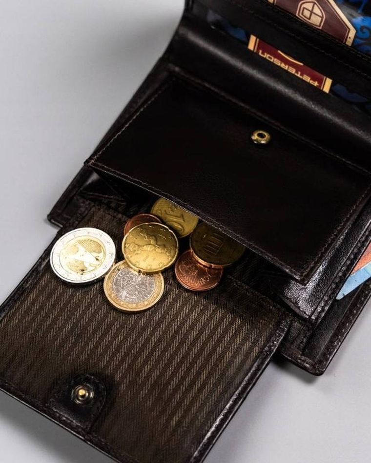 Portfel, brązowy, skórzany, Peterson