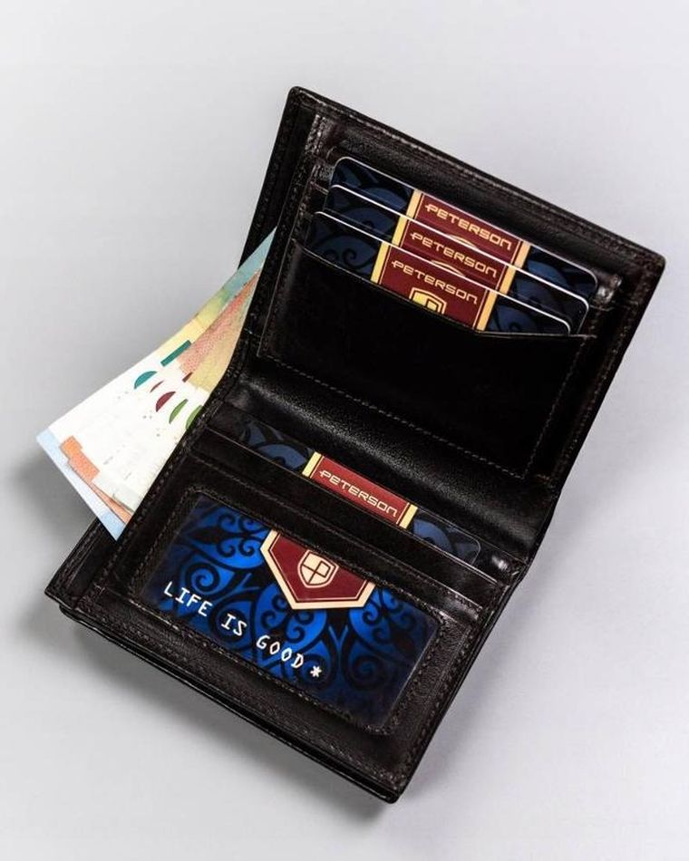 Portfel, brązowy, skórzany, Peterson