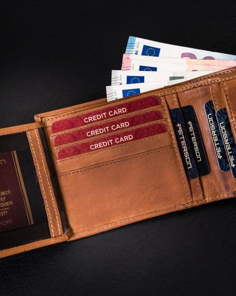 Portfel, brązowy, skórzany, Peterson