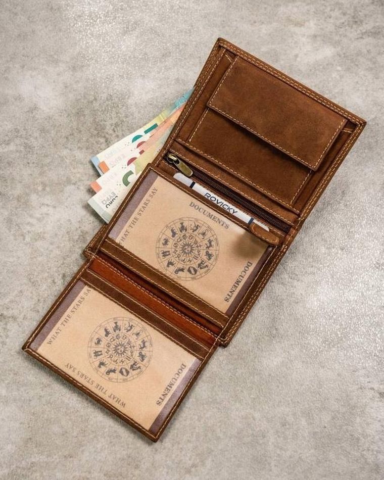 Portfel, brązowy, skórzany, RFID, Always Wild