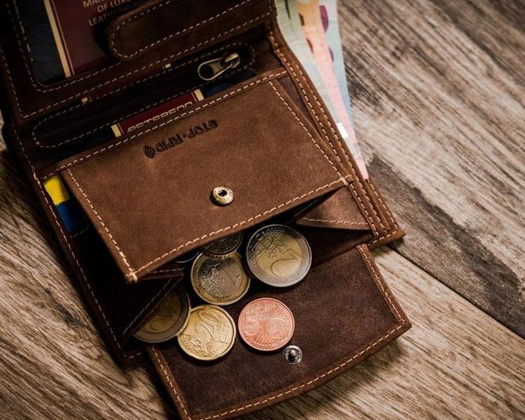 Portfel, brązowy, skórzany, RFID, Peterson