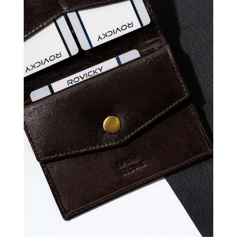 Portfel, brązowy, skórzany, RFID, Rovicky