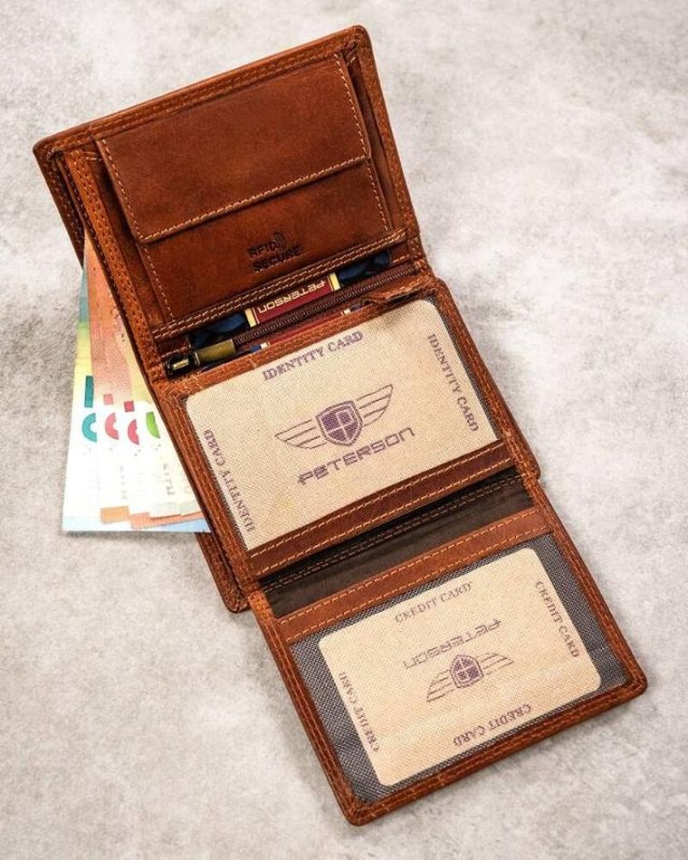 Portfel, brązowy, skórzany, strzelec, Peterson
