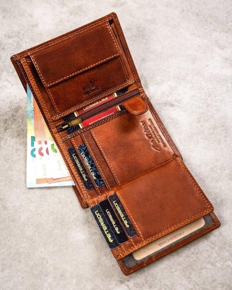 Portfel, brązowy, skórzany, waga, Peterson