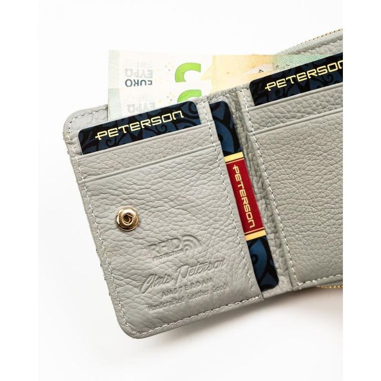 Portfel, czarno-biały, skórzany, Peterson