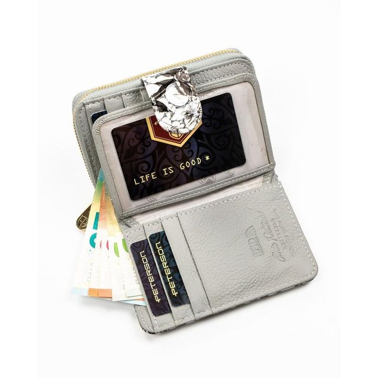 Portfel, czarno-biały, skórzany, Peterson