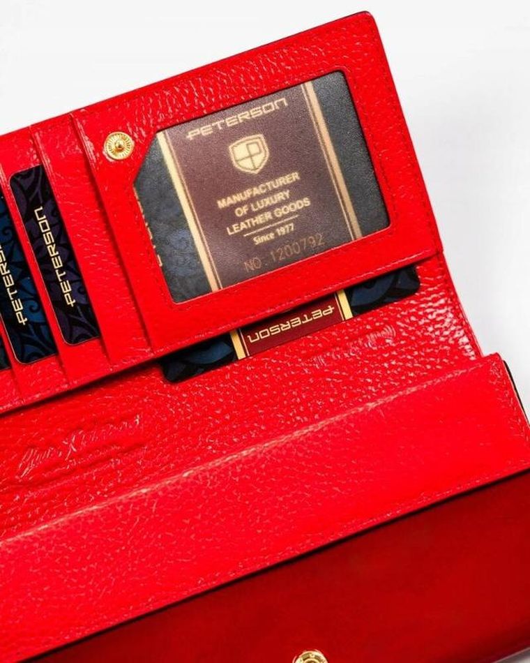 Portfel, czarno-czerwony, skórzany, Peterson