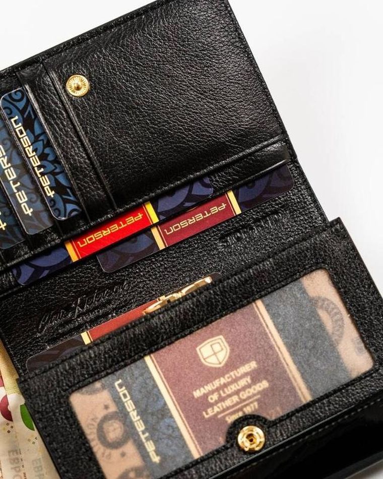 Portfel, czarno-czerwony, skórzany, Peterson