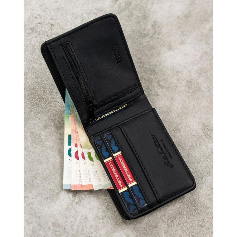 Portfel, czarno-szary, skóra ekologiczna, Peterson