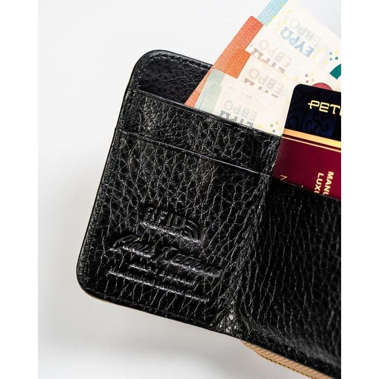 Portfel, czarno-złoty, skórzany, Petereson