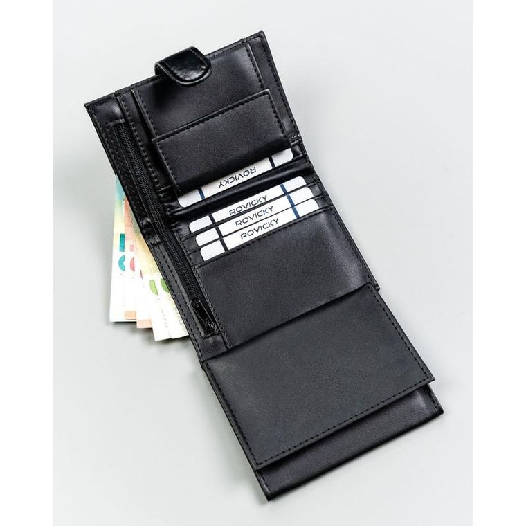 Portfel, czarny, skóra ekologiczna, 4U Cavaldi