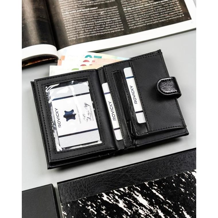 Portfel, czarny, skóra ekologiczna, 4U Cavaldi