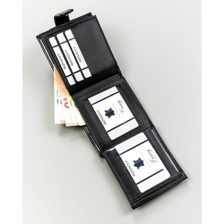 Portfel, czarny, skóra ekologiczna, 4U Cavaldi