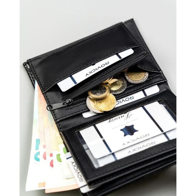 Portfel, czarny, skóra ekologiczna, 4U Cavaldi