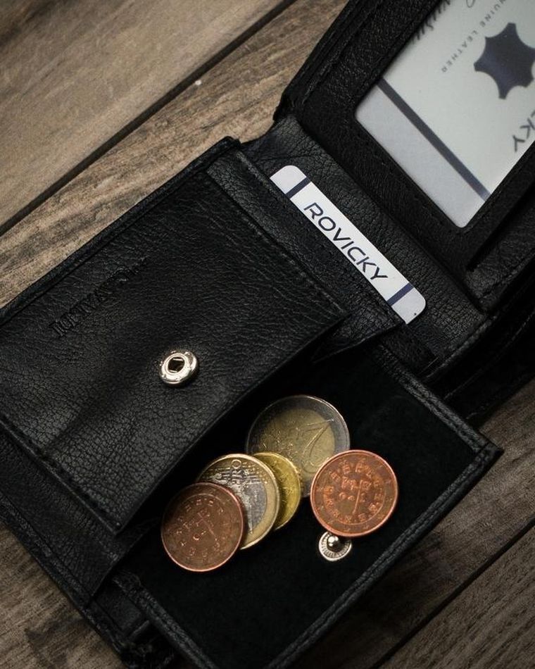 Portfel, czarny, skóra ekologiczna, Cavaldi