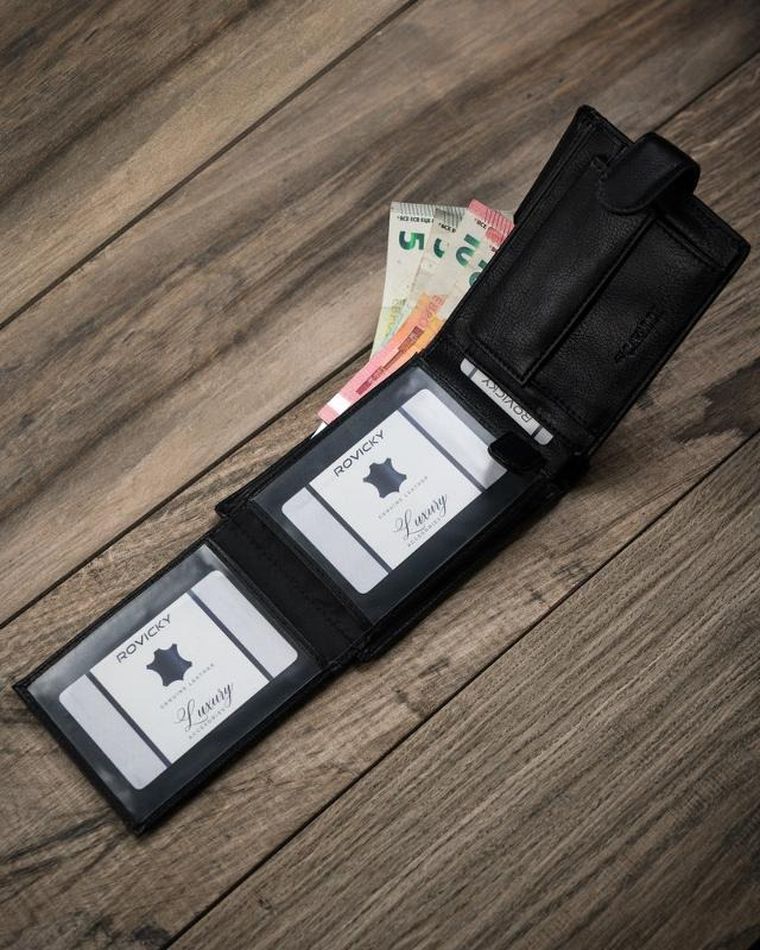 Portfel, czarny, skóra ekologiczna, Cavaldi