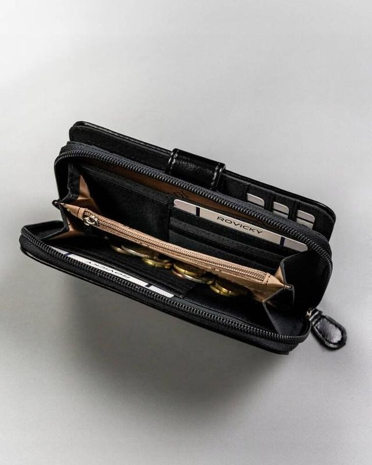 Portfel, czarny, skóra ekologiczna, Cavaldi