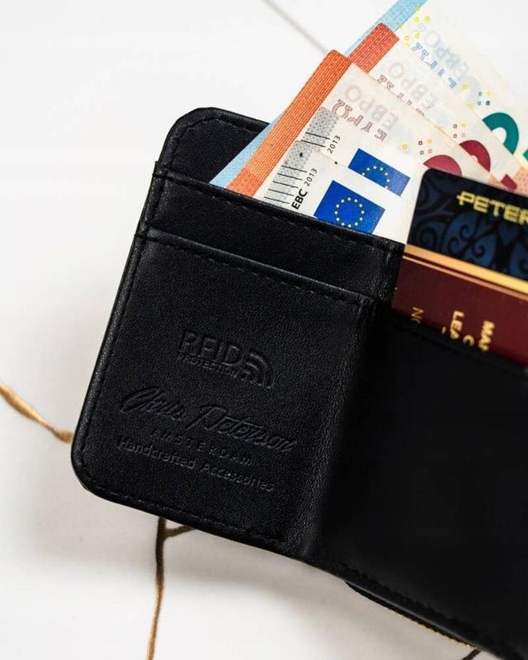 Portfel, czarny, skóra ekologiczna, Peterson