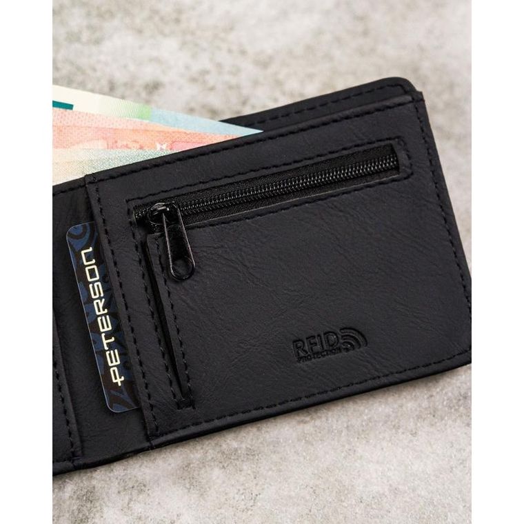 Portfel, czarny, skóra ekologiczna, Peterson