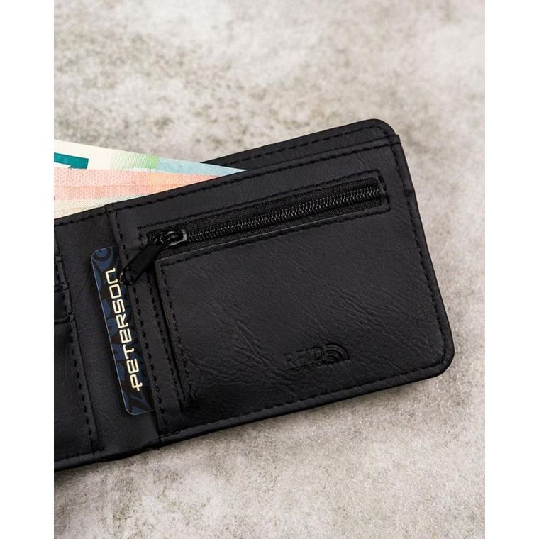 Portfel, czarny, skóra ekologiczna, Peterson