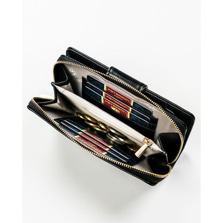 Portfel, czarny, skóra ekologiczna, Peterson