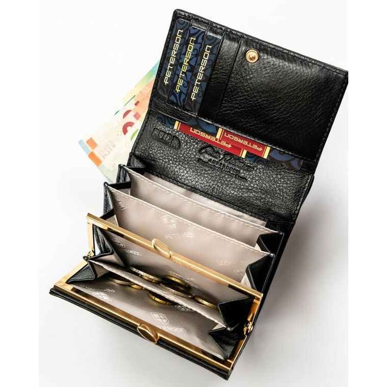 Portfel, czarny, skóra ekologiczna, Peterson