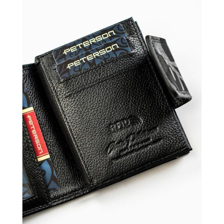 Portfel, czarny, skóra ekologiczna, Peterson