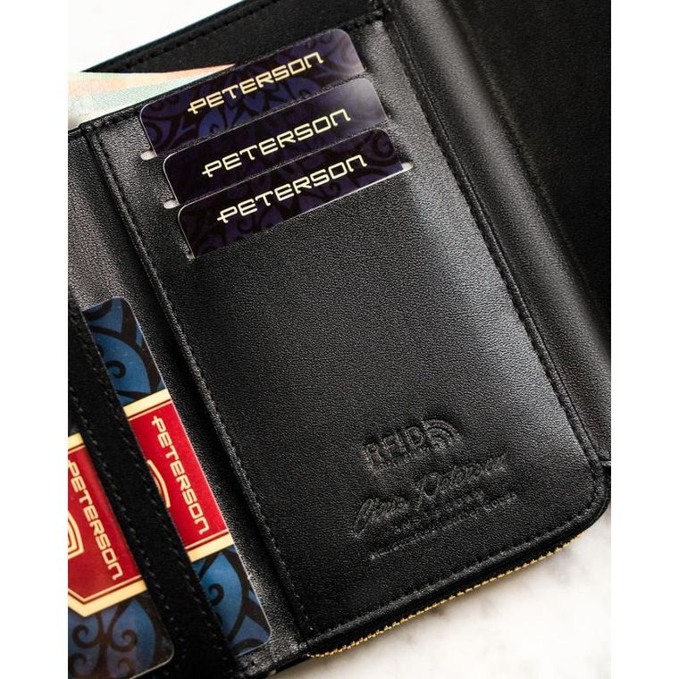 Portfel, czarny, skóra ekologiczna, Peterson