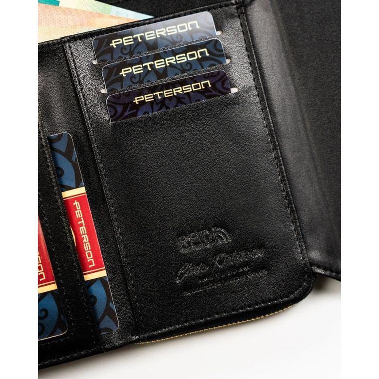 Portfel, czarny, skóra ekologiczna, RFID, Peterson