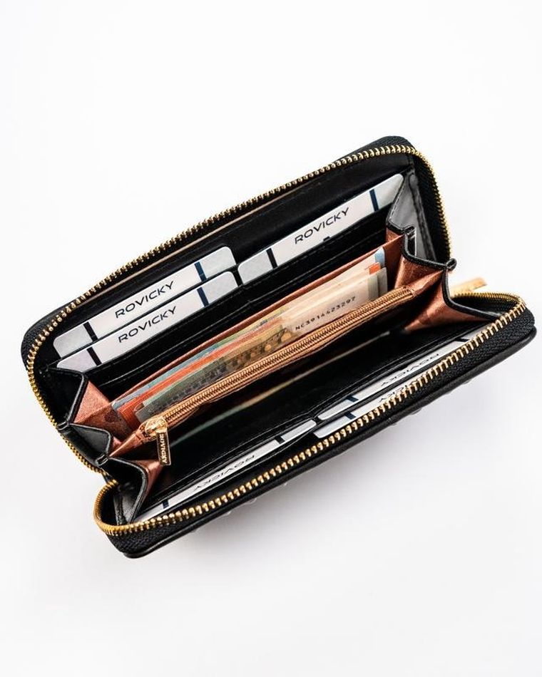 Portfel, czarny, skóra ekologiczna, Rovicky