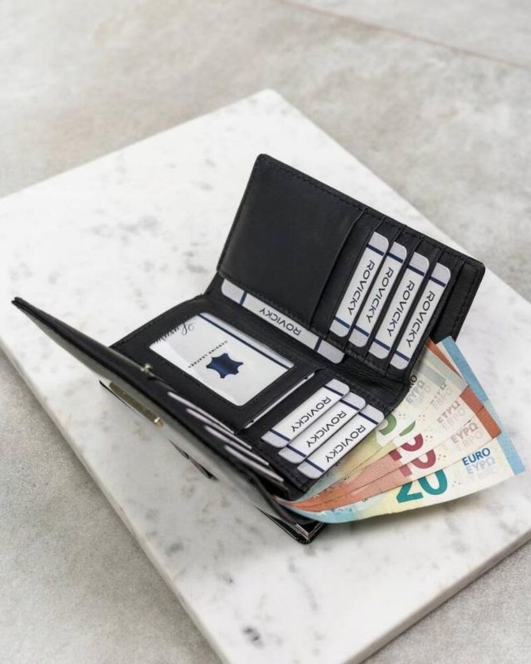 Portfel, czarny, skórzany, 4U Cavaldi