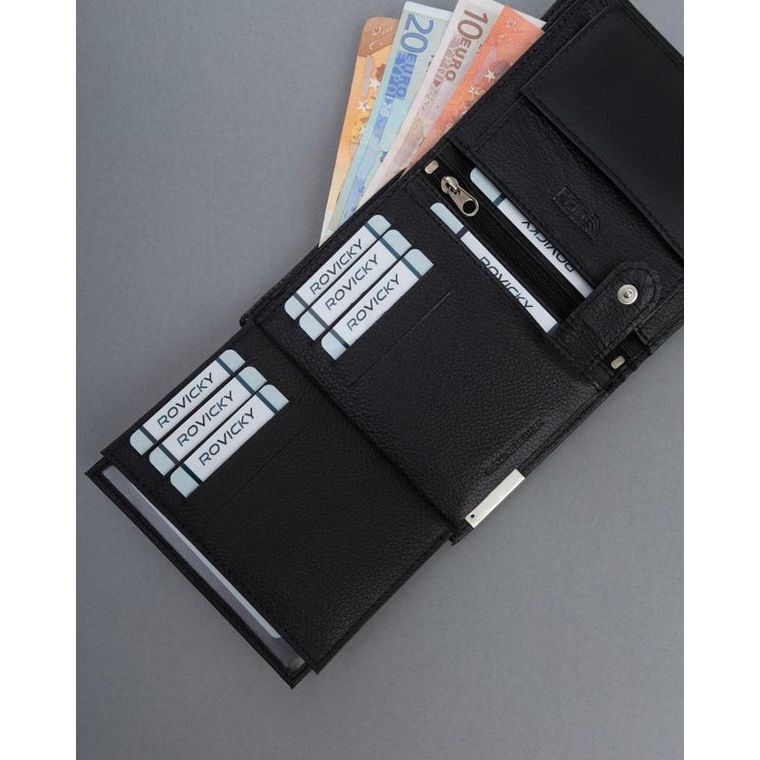 Portfel, czarny, skórzany, 4U Cavaldi