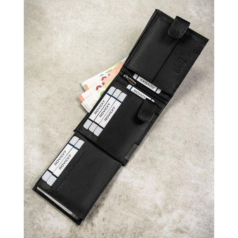 Portfel, czarny, skórzany, 4U Cavaldi