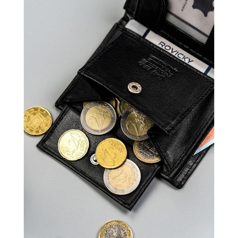 Portfel, czarny, skórzany, 4U Cavaldi