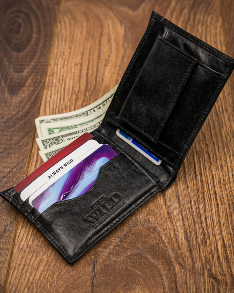 Portfel, czarny, skórzany, Always Wild