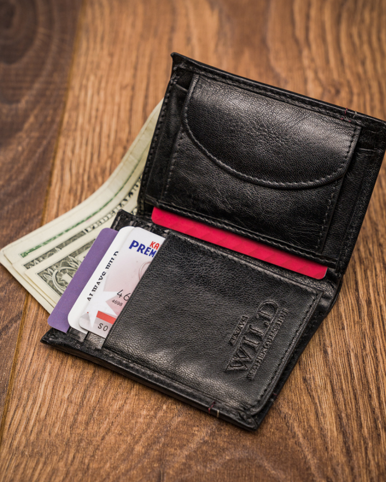 Portfel, czarny, skórzany, Always Wild