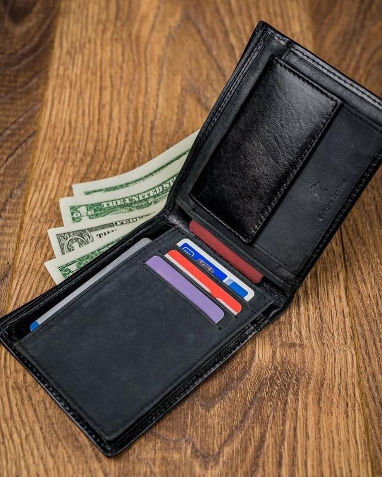 Portfel, czarny, skórzany, Cavaldi