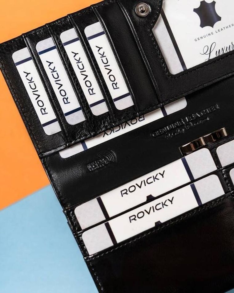 Portfel, czarny, skórzany, Lorenti