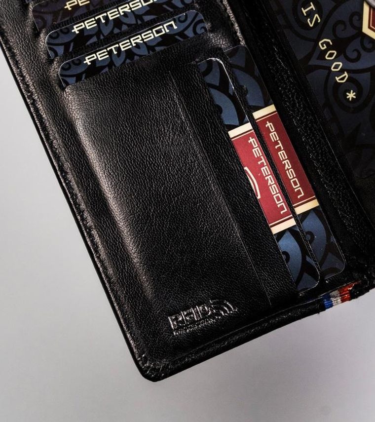 Portfel, czarny, skórzany, Peterson