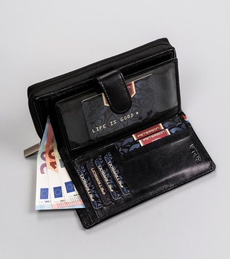 Portfel, czarny, skórzany, Peterson