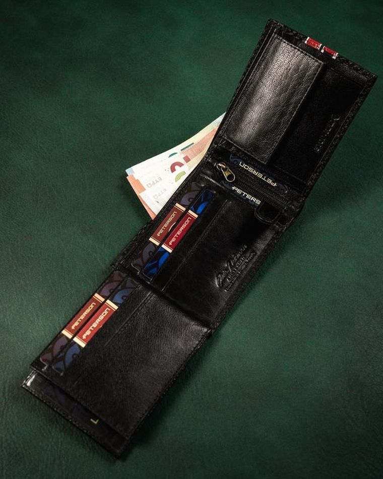 Portfel, czarny, skórzany, Peterson