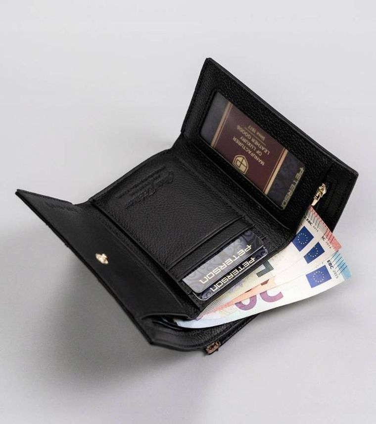 Portfel, czarny, skórzany, Peterson