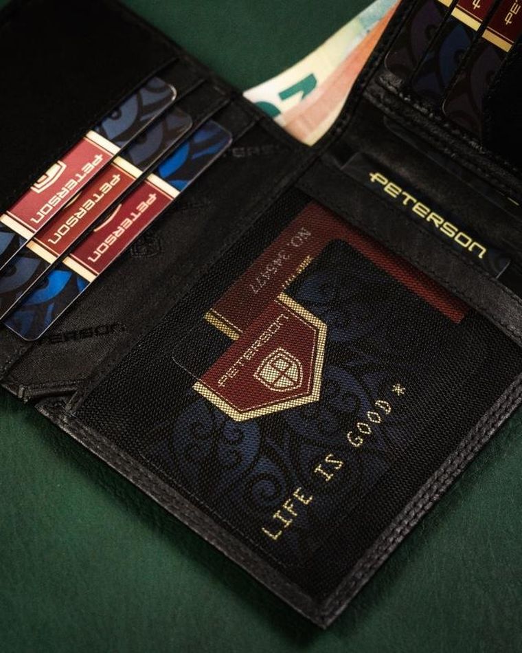 Portfel, czarny, skórzany, Peterson