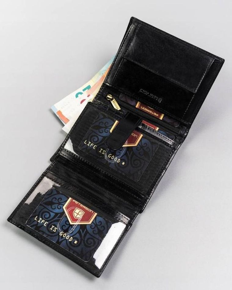 Portfel, czarny, skórzany, Peterson