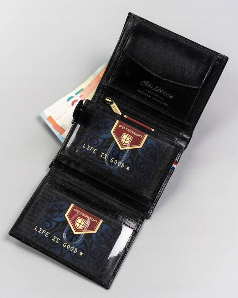 Portfel, czarny, skórzany, Peterson