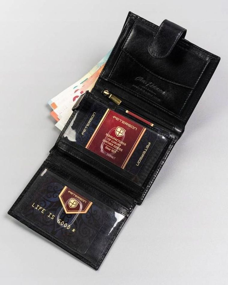 Portfel, czarny, skórzany, Peterson