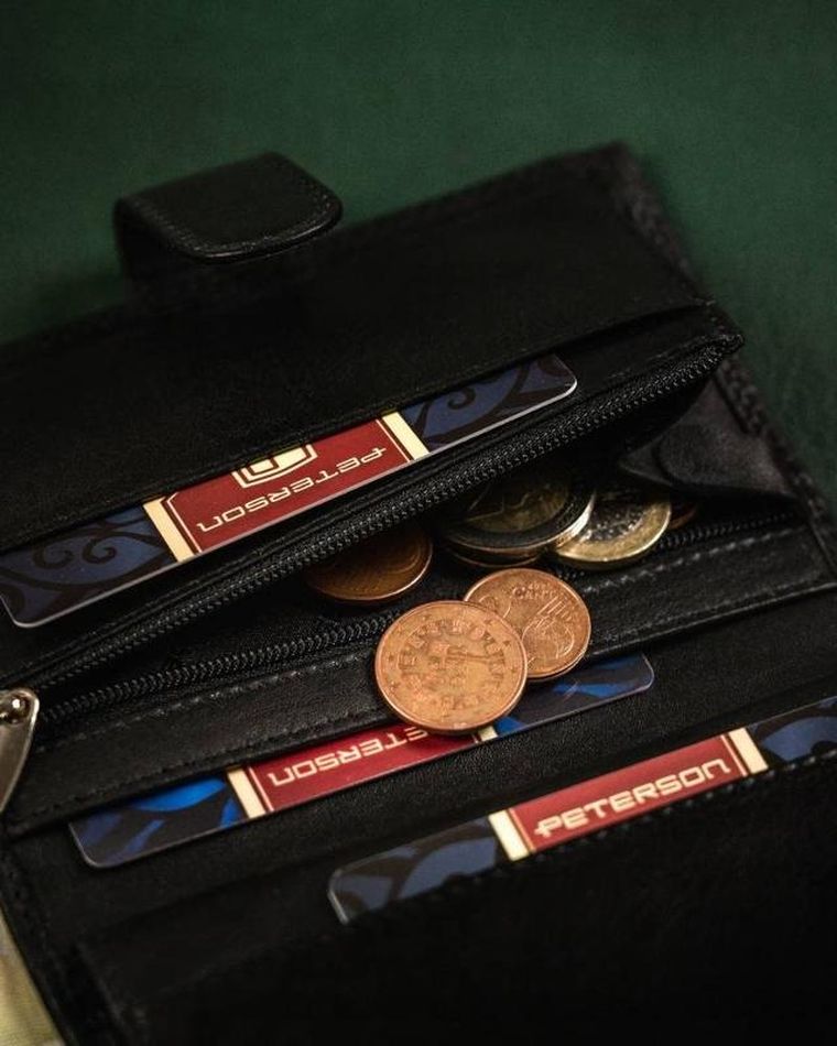 Portfel, czarny, skórzany, Peterson