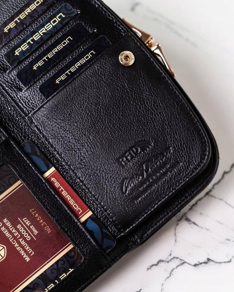 Portfel, czarny, skórzany, Peterson